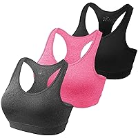 HBselect 3 Piece Sports Bra, Bustier, Women's Bralette, Seamless with Padding, Sportswear, Cotton, Without Underwire, Breathable, Jogging, Yoga, Jumping, Fitness