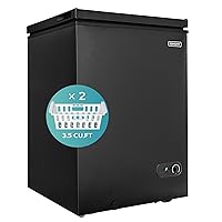 3.5 Cu.Ft Chest Freezer with Removable Basket, Small Deep Freezer Adjustable 7 Thermostat, Quiet Mini Freezer Free-Standing Top Door, Energy Saving for Apartment/Garage/Basement/Dorm/Home,Black