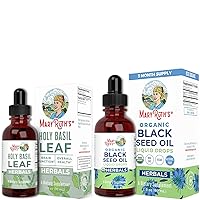 USDA Organic Holy Basil Drops & Black Cumin Seed Oil Bundle by MaryRuth's | Stress Relief | Supports Cognitive Function & Calmness | Antioxidant | Immune Support | Heart Health, Hair, and Skin.