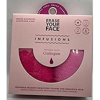 ERASE YOUR FACE Makeup Removing Cloth Infused with Collagen - 2 Pack