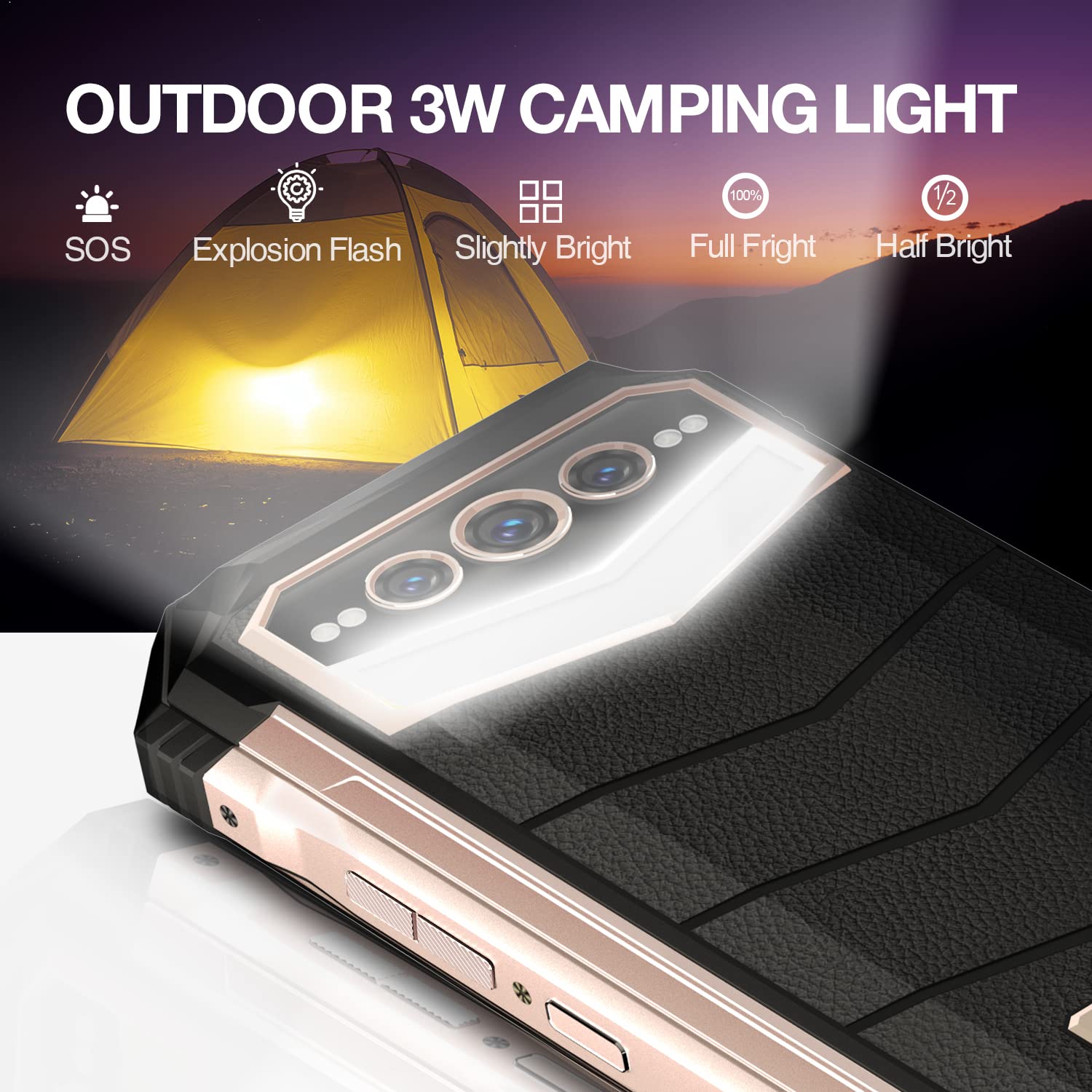 DOOGEE S100 PRO (2023) Rugged Smartphone with 130LM Camping Light, 22000mAh 20GB+256GB 4G Phones Unlocked, 120Hz Android 12 Rugged Phone, Dual Hi-res Speakers, 108MP Tri Camera, Night Vision, NFC, OTG