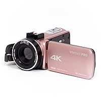 Vivitar 4K Video Camera, Wi-Fi Ultra HD Camcorder with 18x Digital Zoom, 3” IPS Touchscreen Video Recorder with Night Vision, Vlogging Camera with 3.5mm Microphone Jack, Rechargeable, SD Card Slot
