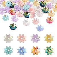 Pandahall 50pcs Mixed Resin Flower Bead Caps Spacer Iridescent AB Daisy Flower Bead End Caps Assortment for DIY Earrings Necklace Jewelry Making Supplies Hair Wedding Embellishments 9.5mm