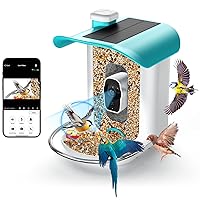 Bird Feeder with Camera Wireless Outdoor, 1080P HD Bird Feeder Camera with 170° Wide Angle, 11000+ Birds AI Identify Camera with 2.4G WiFi & App Control, Solar Bird Feeder with 64GB Micro Card