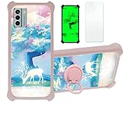 Case for Nokia G22 Case Compatible with Nokia G22 Phone Case Cover [with Tempered Glass Screen Protector][PC + TPU 2 in 1][Ring Support] [Luminous Effect] YGF-GL