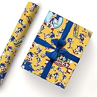InThink Pack of 5 Sonic Gift Wrapping Paper 51x75cm Kraft Paper Durable Gift Wrap Pack for Kids Birthday, Party Storage Festive Decoration (Golden Jump)