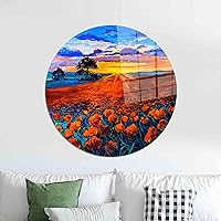 kayra export Tempered Glass, Glass, Wall Decoration, Landscape Glass Decor, Opium Poppy Landscape Glass Printing, Red Flower Field Wall Decor, R:12