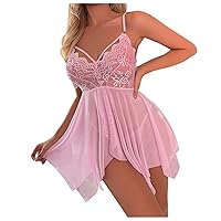 Womens Sexy Lingerie Chemise Lace Sheer Babydoll Bridal Nightdress Spaghetti Strap V Neck Boudoir Outfits Lingeries