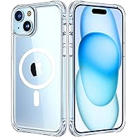 Mkeke Magnetic Designed for iPhone 15 Case Clear, Compatible with Magsafe, [Not Yellowing] [Military-Grade Drop Protection] Phone Cases for Apple iPhone 15 with Shockproof Bumper 2023