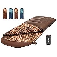 KingCamp Cotton Flannel Sleeping Bag, Big and Tall Sleeping Bags for Adults Cold Weather, Zip Together for 2P Sleeping Bag for 4 Season, Lightweight, Water Resistant for Family Camping Backpacking