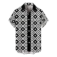 Men's Hawaiian Shirt Short Sleeves Printed Button Down Summer Beach Dress Shirts Comfy Blouse Tops for Men