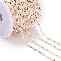 3.28 Feet Gold Plated Chain for Jewelry Making Copper Ball Bead Necklace Chain Roll Crystal Rosary Chains Bulk (Beige-Gold)