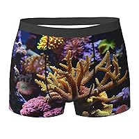 Coral Reef Print Men's Boxer Briefs Trunks Underwear Soft Comfortable Bamboo Viscose Underwear Trunks