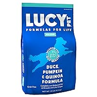 Lucy Pet Products Formulas for Life Duck, Pumpkin & Quinoa Dry Dog Food, All Life Stages, Digestive Health, Sensitive Stomach and Skin, 25lb bag