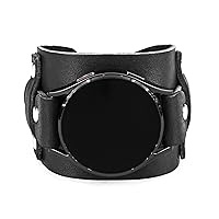 Leather wide cuff band 20mm 22mm Compatible with Samsung Galaxy Watch Classic Active and other Smart watches with a classic lug, Handmade UA 2552 (other colors & sizes)