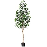 Artificial Ficus Tree Fake Tall Silk Plant Faux Large Floor Potted Tree for Home Office Living Room Indoor Outdoor Modern Decor (6FT)