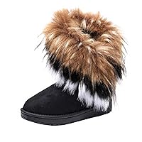 Gaorui Warm Fur Winter Boots For Women - Stylish Womens Winter Boots Mid Calf Ankle Boots Faux Fur Tassel Shoes