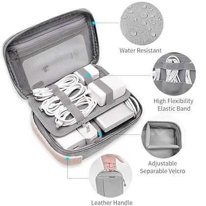 pack all Electronic Organizer, Cable Organizer Bag, Cord Travel Organizer for Cables, Chargers, Phones, USB cords, SD Cards (Gray)