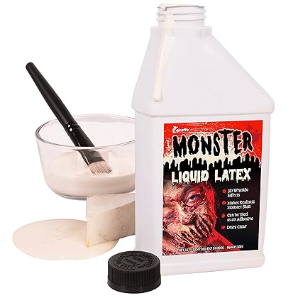 Kangaroo's Monster Liquid Latex - Quick-drying Monster or Zombie Skin and SFX Makeup, Multi-purpose Liquid Rubber for Special Effects Makeup Kit, DRies Clear, Peels Off Liquid Latex Rubber, 16oz Pint