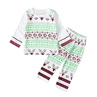 Boys Dress Clothes 7 Soft Toddler Infant Baby Boys Two-Piece Suit Girls Christmas Deer T-Shirt Tops (White, 6-12 Months)