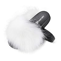 Women's Furry Slides Faux Fur Slides Fuzzy Slippers Fluffy Sandals Outdoor Indoor