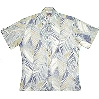 RJC Mens Abstract Tropical Watercolor Leaf Peached Cotton Blend Reverse Shirt