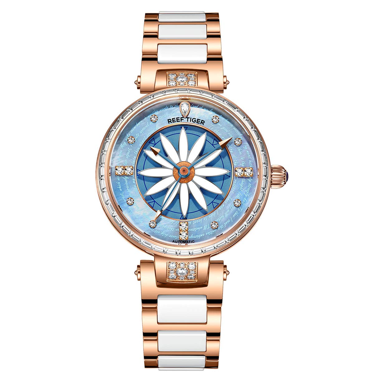 REEF TIGER Fashion Lily Ladies Automatic Watches for Women Diamonds Bezel RGA1599