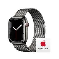 Apple Watch Series 7 GPS + Cellular, 41mm Graphite Stainless Steel Case with Graphite Milanese Loop AppleCare Watch Series 7 Stainless Steel (2 Years)
