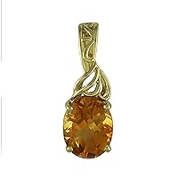 Citrine Natural Gemstone Oval Shape Pendant 10K, 14K, 18K Yellow Gold Engagement Jewelry