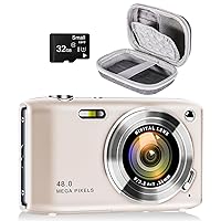 Digital Point and Shoot Camera, Compact Digital Camera with 2.88' IPS Screen 48MP 4K for Photo and Video, Beginner Camera for Teens with Protective Case for Digital Camera