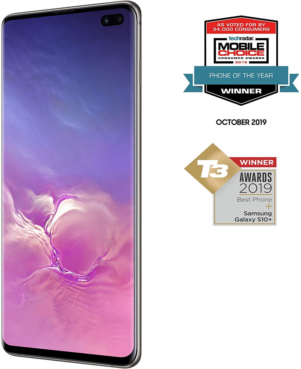 Samsung Galaxy S10+ Plus 512GB / 8GB RAM SM-G975F/DS Hybrid/Dual-SIM (GSM Only, No CDMA) Factory Unlocked 4G/LTE Smartphone - International Version No Warranty (Ceramic Black)