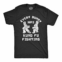 Mens Every Bunny was Kung Fu Fighting T Shirt Funny Graphic Tee Cool Easter Gift Fun