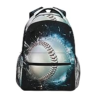 Baseball Ball Kids Backpack Backpacks Back Pack for Boys Casual Daypack 16 inch Laptop Bag Double Zipper Travel Sports Bags with Adjustable Shoulder Strap