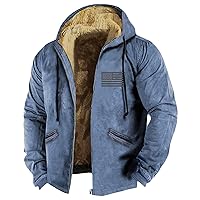 Men Sherpa Lined Jacket Winter Thick Warm Coats Fleece Heavyweight Sweatshirts Plus Size Zip Up Hoodies with Pocket