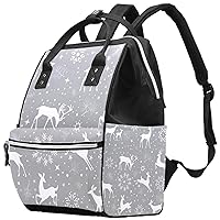 Deers Snowflakes and Branches Diaper Bag Backpack Baby Nappy Changing Bags Multi Function Large Capacity Travel Bag