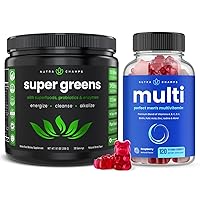 Super Greens Powder and (2-Pack) Men's Multivitamin Gummies Bundle