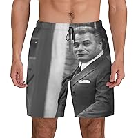 John Gotti Poster Mens Casual Swim Trunks Board Shorts Surf Board Shorts Quick Dry with Mesh Lining Drawstring Swimsuit