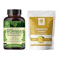 Organic Moringa Capsules 120 Capsules 1000mg and Pineapple Fruit Powder - 227g