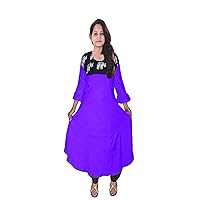 Women's Long Dress Purple Color Ethnic Tunic Animal Print Casual Frock Suit Kurti