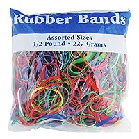 BAZIC 465 Multicolor Rubber Bands for School, Home, or Office (Assorted Dimensions 227g/0.5 lbs)