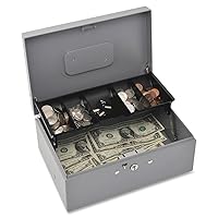 Sparco Locking Cash Box, 10-1/2 x 7-3/8 x 4-7/16 Inches, Gray (SPR15509)