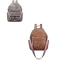 FADEON Leather Laptop Backpack for Women and Mini Backpack Purse