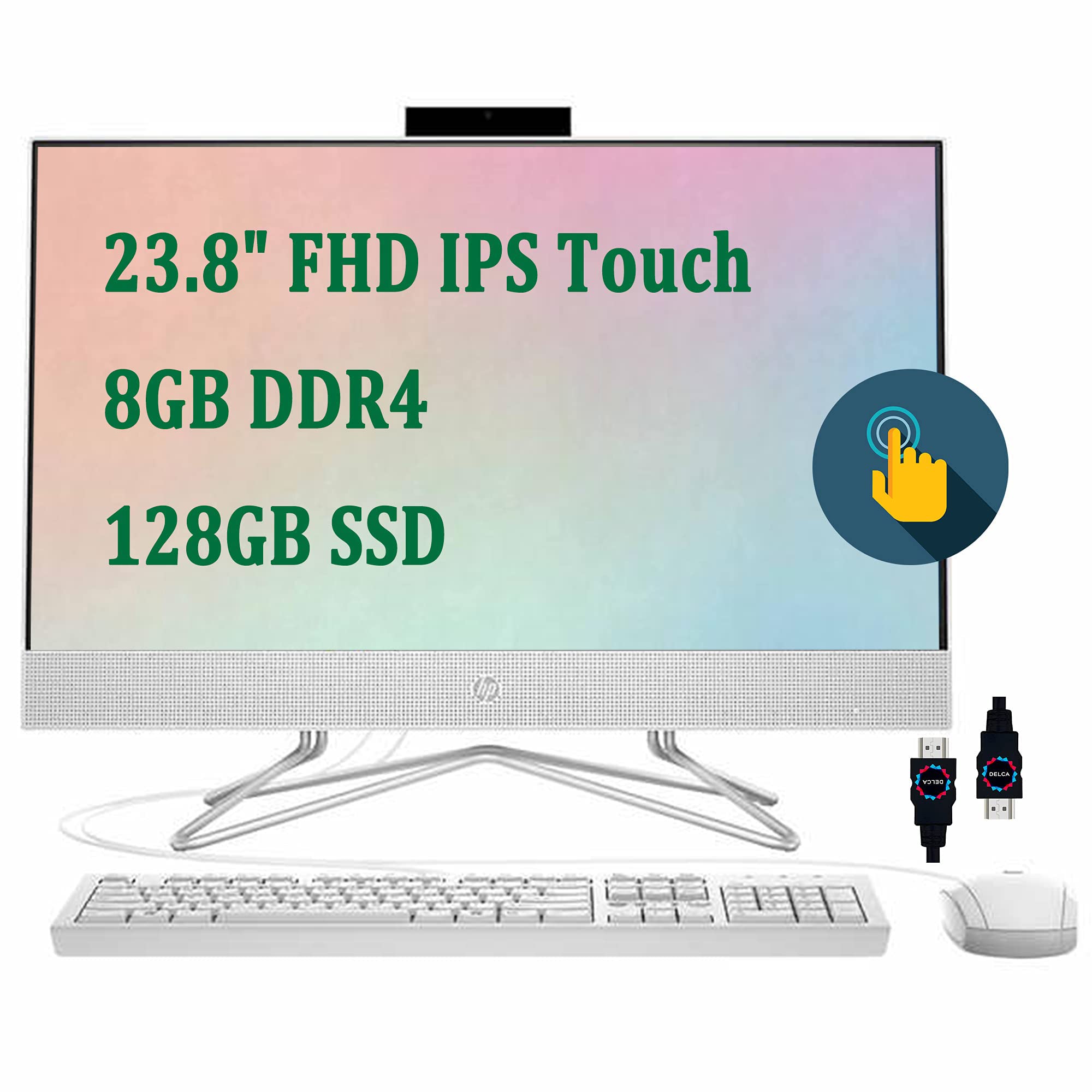 HP 24 Premium All-in-One Desktop Computer I 23.8" FHD IPS Touchscreen (72% NTSC) I Intel Quad-Core Pentium Silver J5040 I 8GB DDR4 128GB SSD I ...