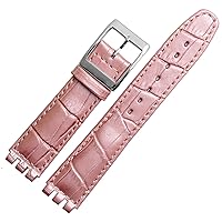 17mm 19mm Genuine Calf Leather Wrist Strap For Swatch Watch Band Men Women Alligator Pattern Bracelet Watchband Accessories