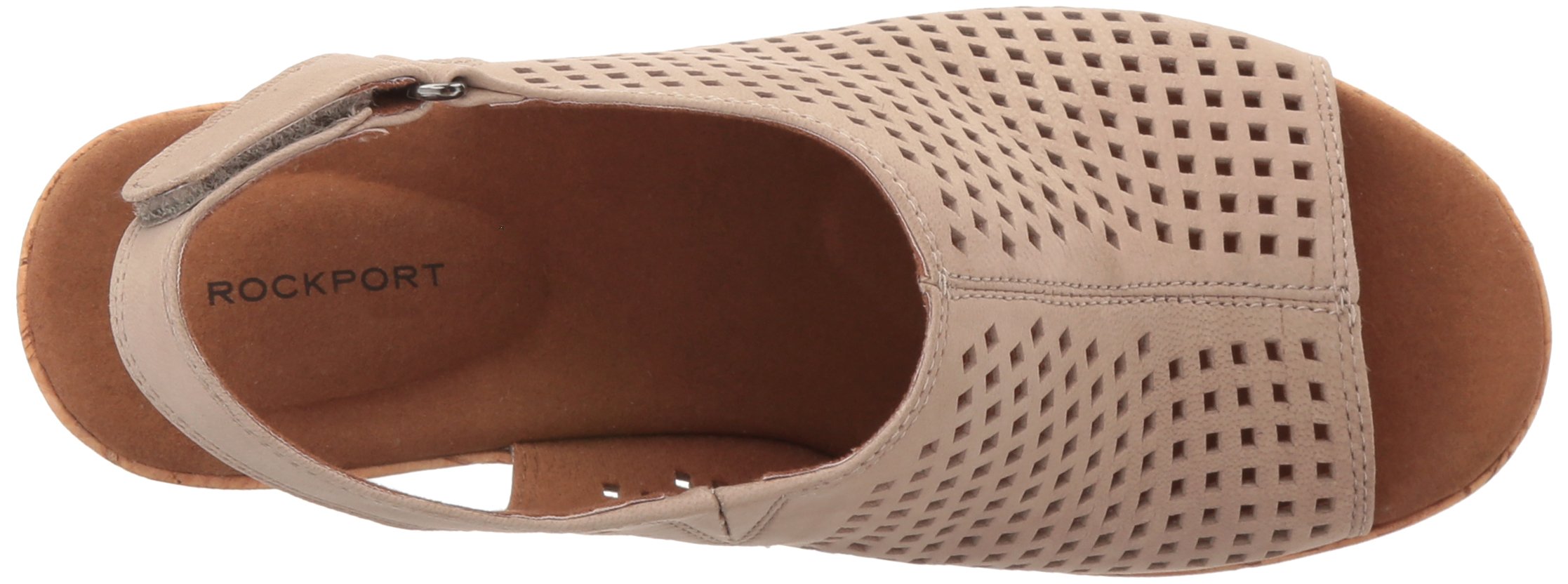 Rockport Women's Briah PERF Sling Wedge Sandal, taupe leather, 5 M US