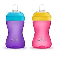 My Grippy Spout Sippy Cup with Soft Spout and Leak-Proof Design, Pink/Purple, 10oz, 2pk, SCF801/22