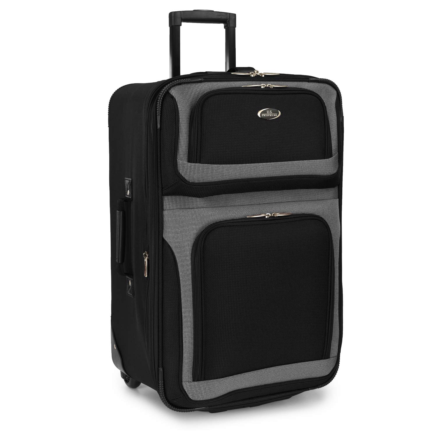 U.S. Traveler New Yorker Lightweight Softside Expandable Travel Rolling Luggage, Black/Grey, 4-Piece Set (15/21/25/29)