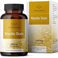 HERBAMAMA Mastic Gum Capsules - 1400 mg, 100 Caps - Pistacia Lentiscus Nutritional Supplement, Digestive Function & Liver Health - Vegan, Non-GMO Formula Resin Dietary Product