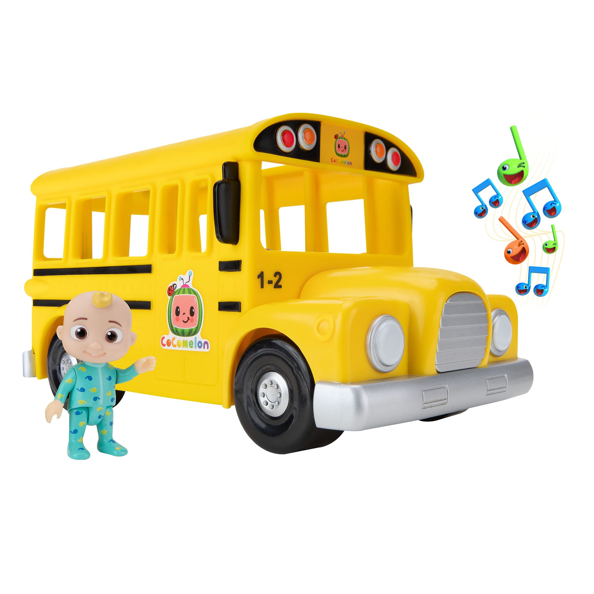 CoComelon Official Musical Yellow School Bus, Plays Clips from ‘Wheels on The Bus,’ Featuring Removable JJ Figure – Character Toys for Babies, Toddlers, and Kids