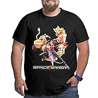 Anime Space Dandy Big and Tall Shirt Men's Summer Crew Neck Short Sleeve Plus Size Cotton Tees